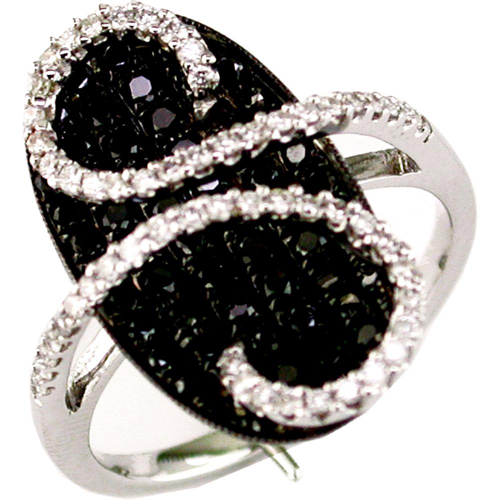 Royal 14K White Gold Black Diamond & Diamond Ring - 1.15 Carat Total Gem Weight