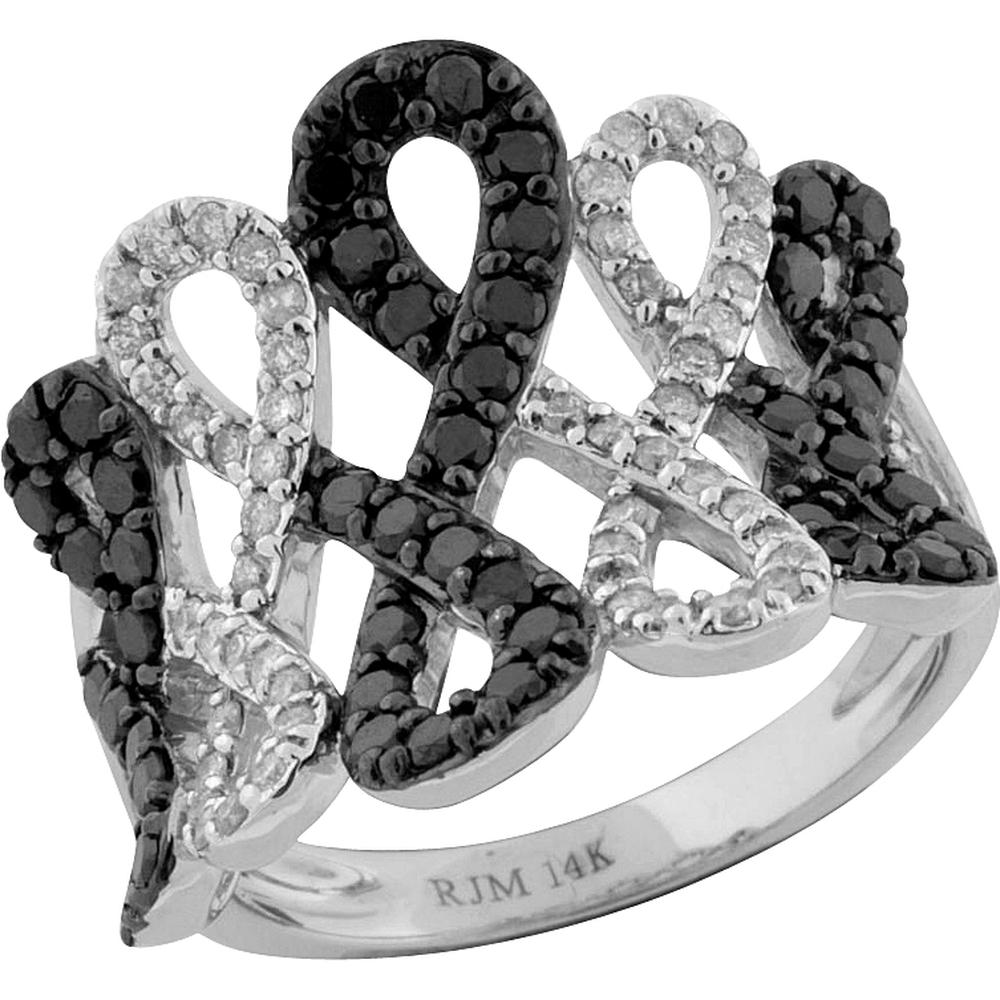 Royal 14K White Gold Black Diamond & Diamond Ring - 1.35 Carat Total Gem Weight