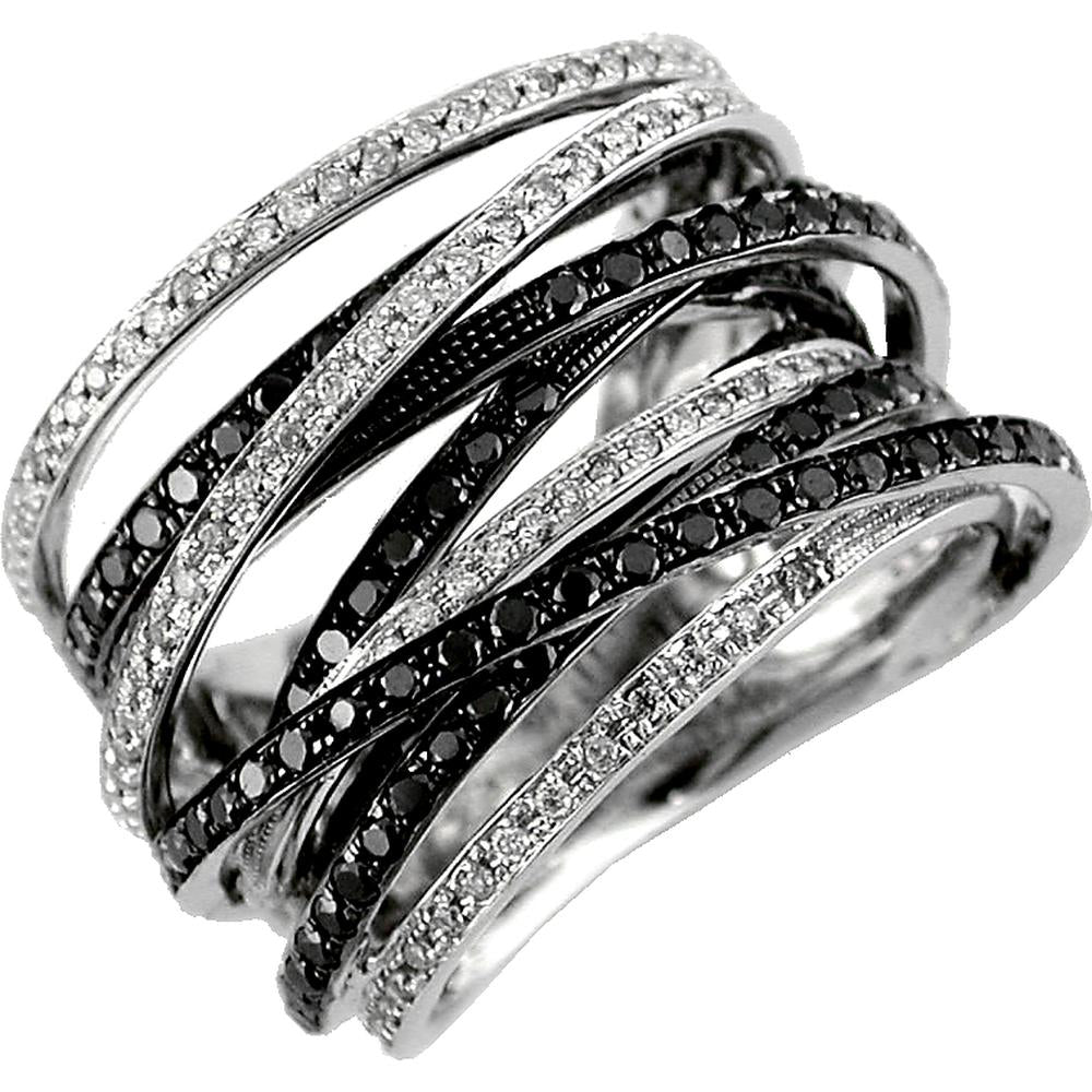 Royal 14K White Gold Black Diamond and Diamond Ring - 1.40 Carat Black Diamond, 0.33 Carat Total Diamond Weight