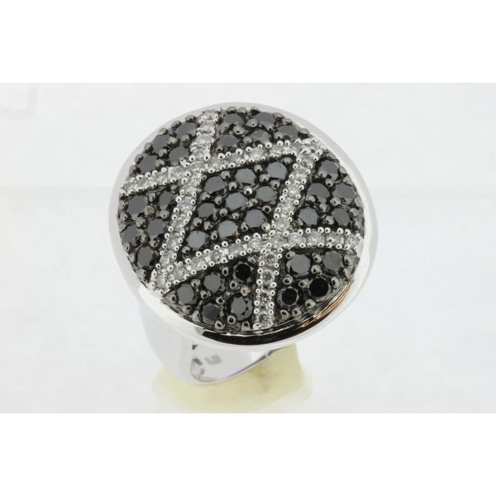 Royal 14K White Gold Black Diamond & Diamond Ring - 1.47 Carat Black Diamond, 0.28 Carat Total Diamond Weight