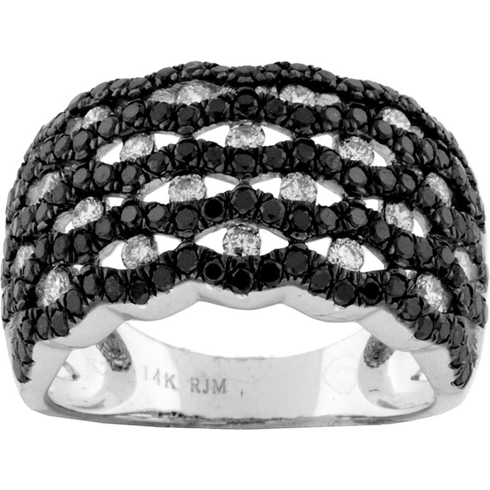Royal 14K White Gold Black Diamond & Diamond Ring - 1.55 Carat Total Diamond Weight