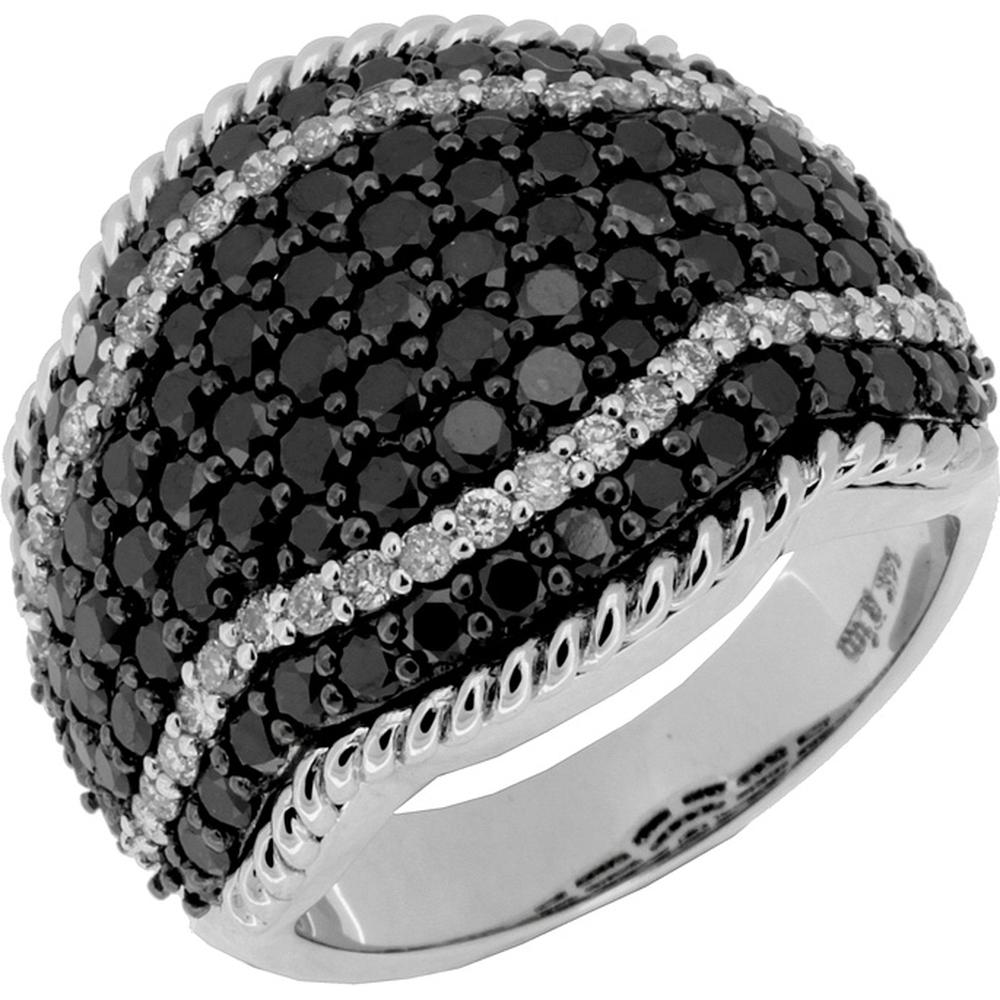 Royal 14K White Gold Black Diamond & Diamond Ring - 2.10 Carat Black Diamond - 0.46 Carat Total Diamond Weight