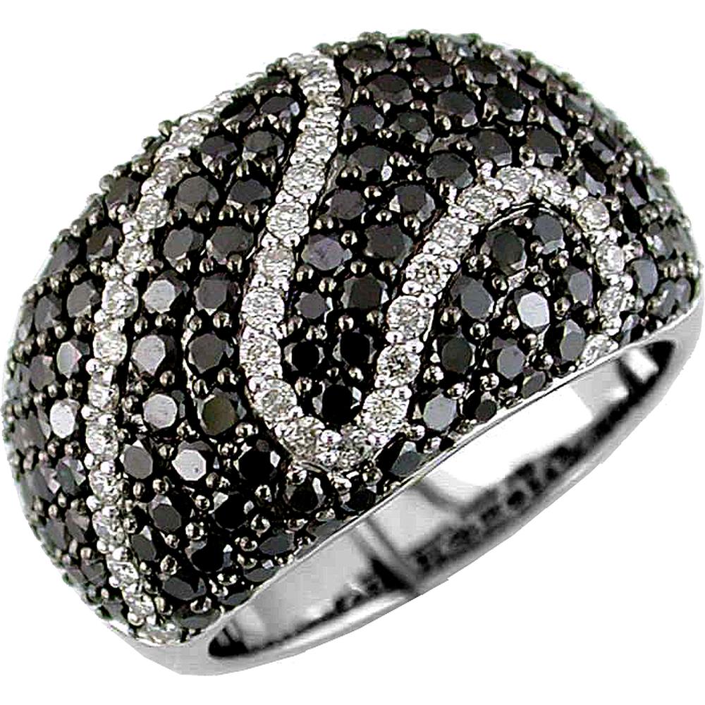 Royal 14K White Gold Black Diamond & Diamond Ring - 2.20 Carat Black Diamond, 0.36 Carat Total Diamond Weight