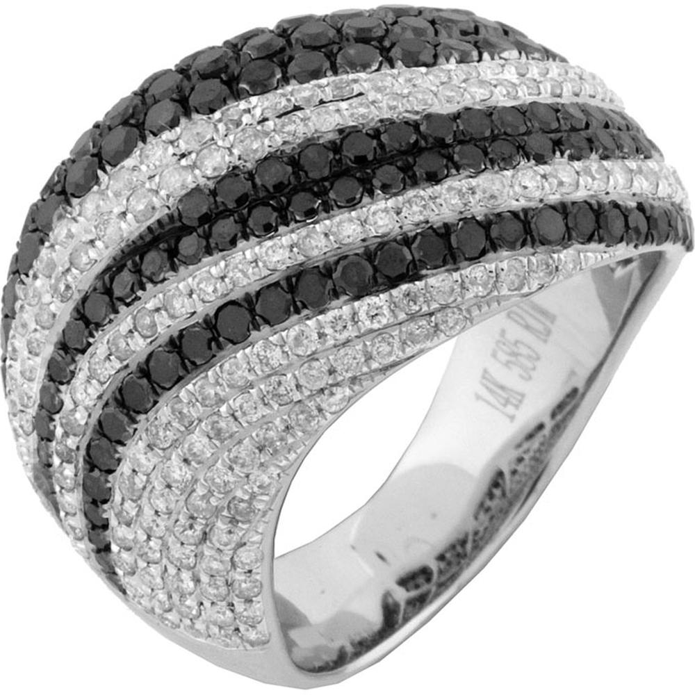 Royal 14K White Gold Black Diamond & Diamond Ring - 2.22 Carat Total Diamond Weight