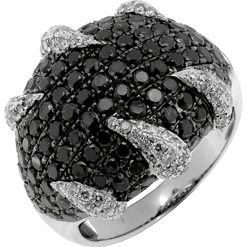 Royal 14K White Gold Black Diamond & Diamond Ring - 2.38 Carat Black Diamond, 0.57 Carat Total Diamond Weight