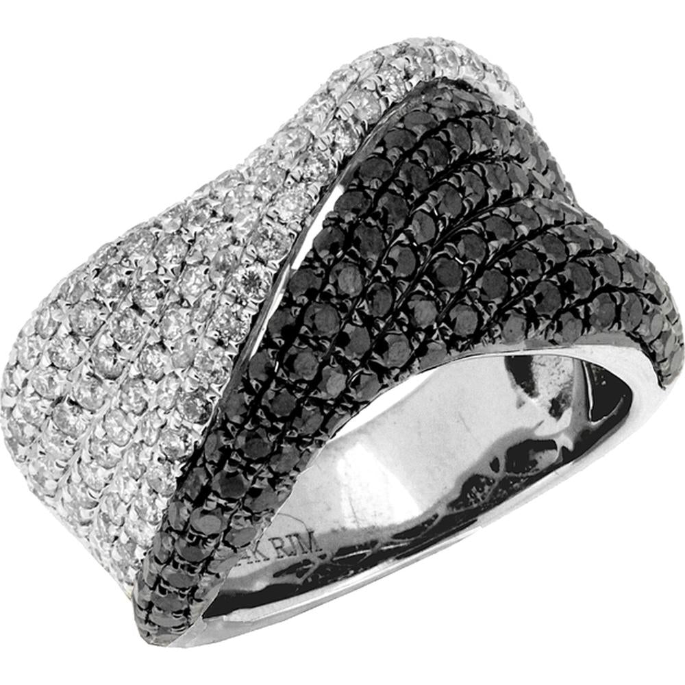 Royal 14K White Gold Black Diamond & Diamond Ring - 2.8 Carat Total Diamond Weight