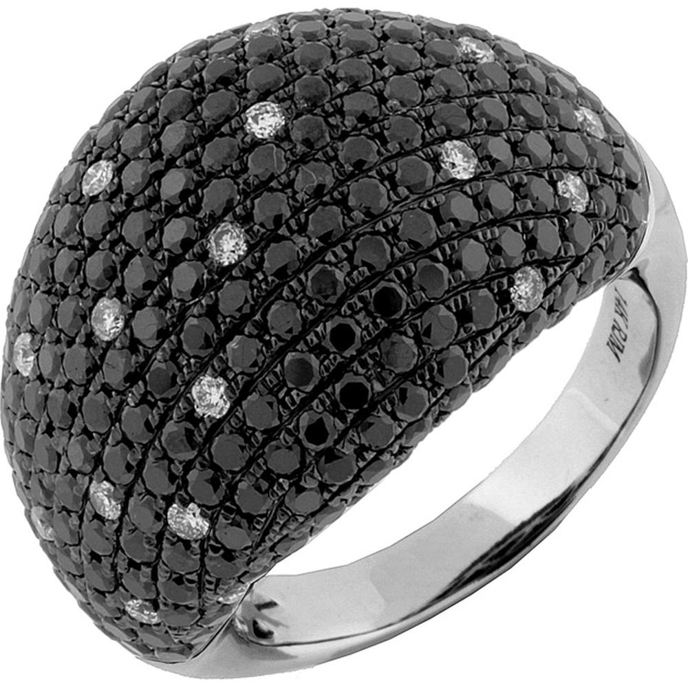 Royal 14K White Gold Black Diamond & Diamond Ring - 3.20 Carat Total Black Diamond Weight