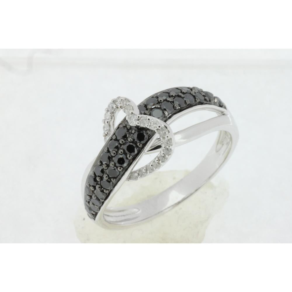 Royal 14K White Gold Black Diamond & Diamond Ring - Captivating Elegance