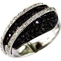 Royal 14K White Gold Black Diamond & Diamond Ring - Elegance in Contrasts