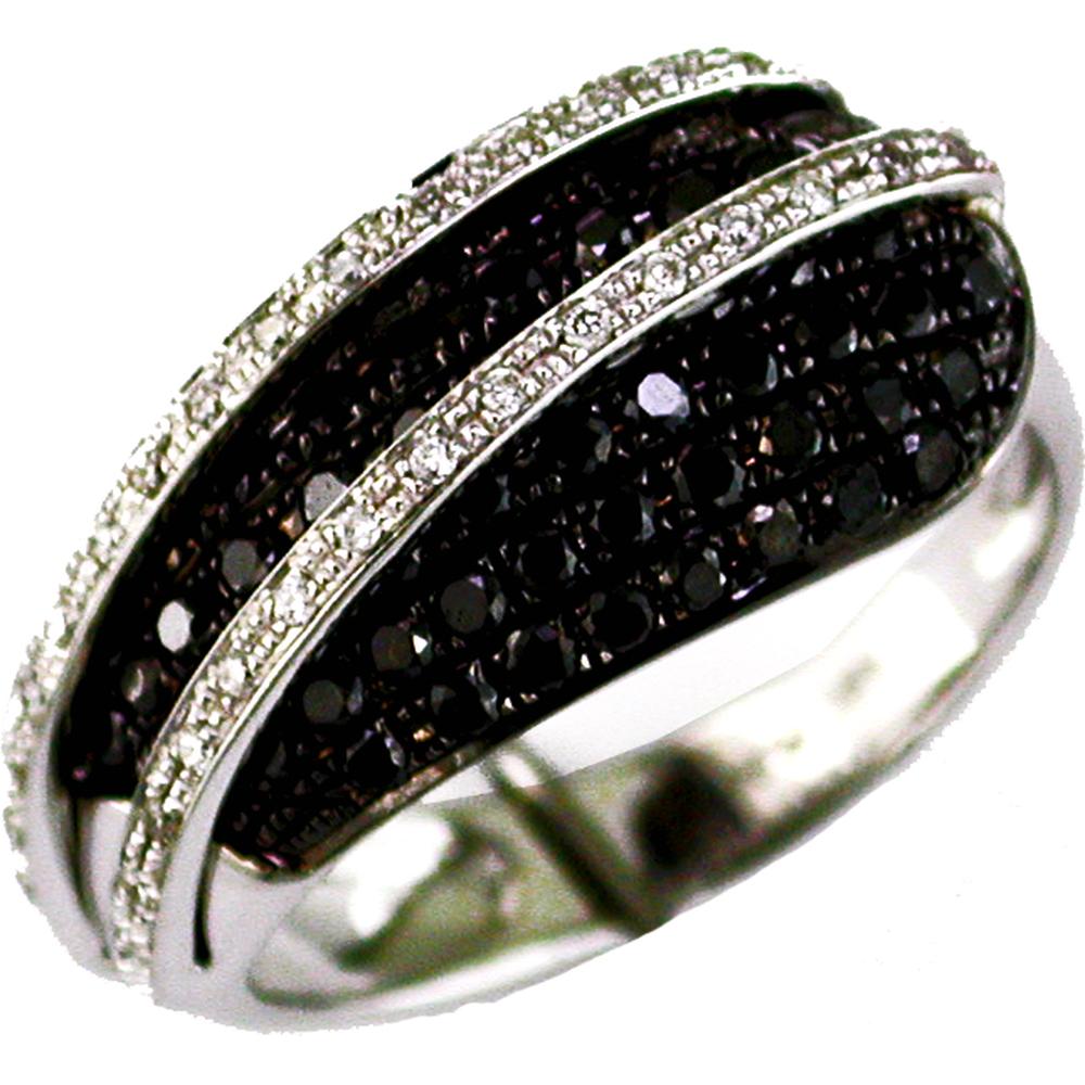 Royal 14K White Gold Black Diamond & Diamond Ring - Elegance in Contrasts
