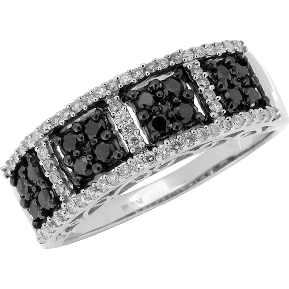 Royal 14K White Gold Black Diamond & Diamond Ring - Elegant Statement of Timeless Beauty