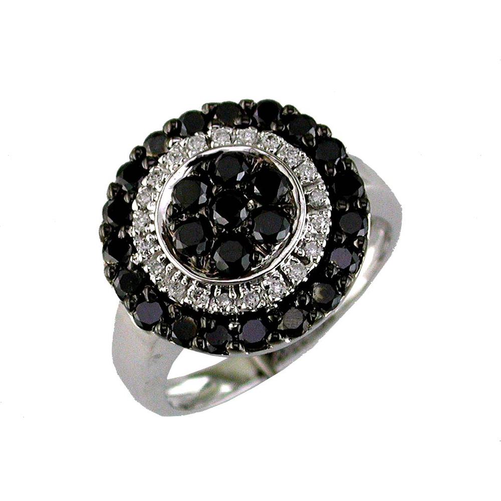 Royal 14K White Gold Black Diamond & Diamond Ring - Enchanting Beauty