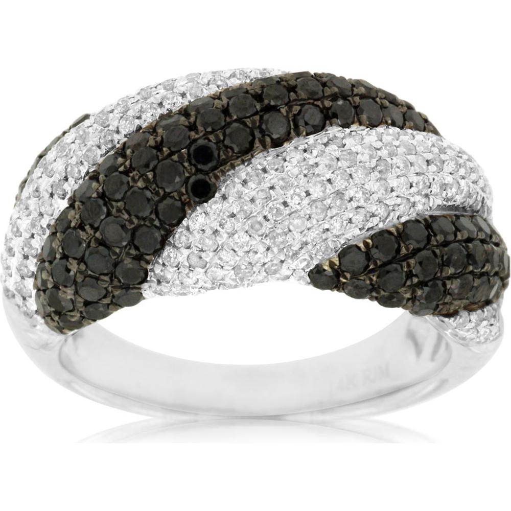 Royal 14K White Gold Black Diamond & Diamond Ring - Enchanting Beauty