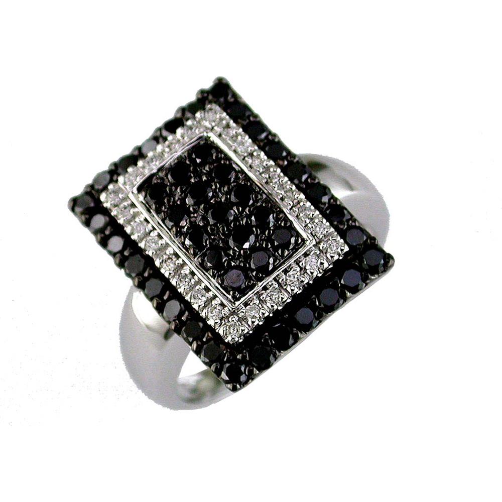 Royal 14K White Gold Black Diamond & Diamond Ring - Enchanting Elegance