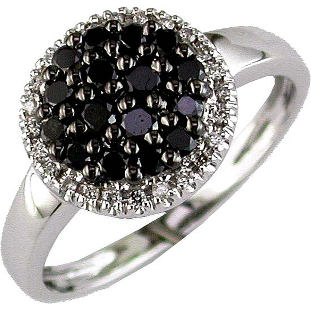 Royal 14K White Gold Black Diamond & Diamond Ring - Enigmatic Elegance