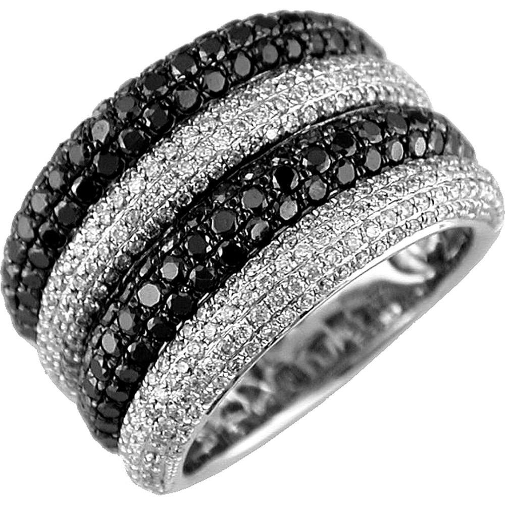 Royal 14K White Gold Black Diamond & Diamond Ring - Enigmatic Elegance