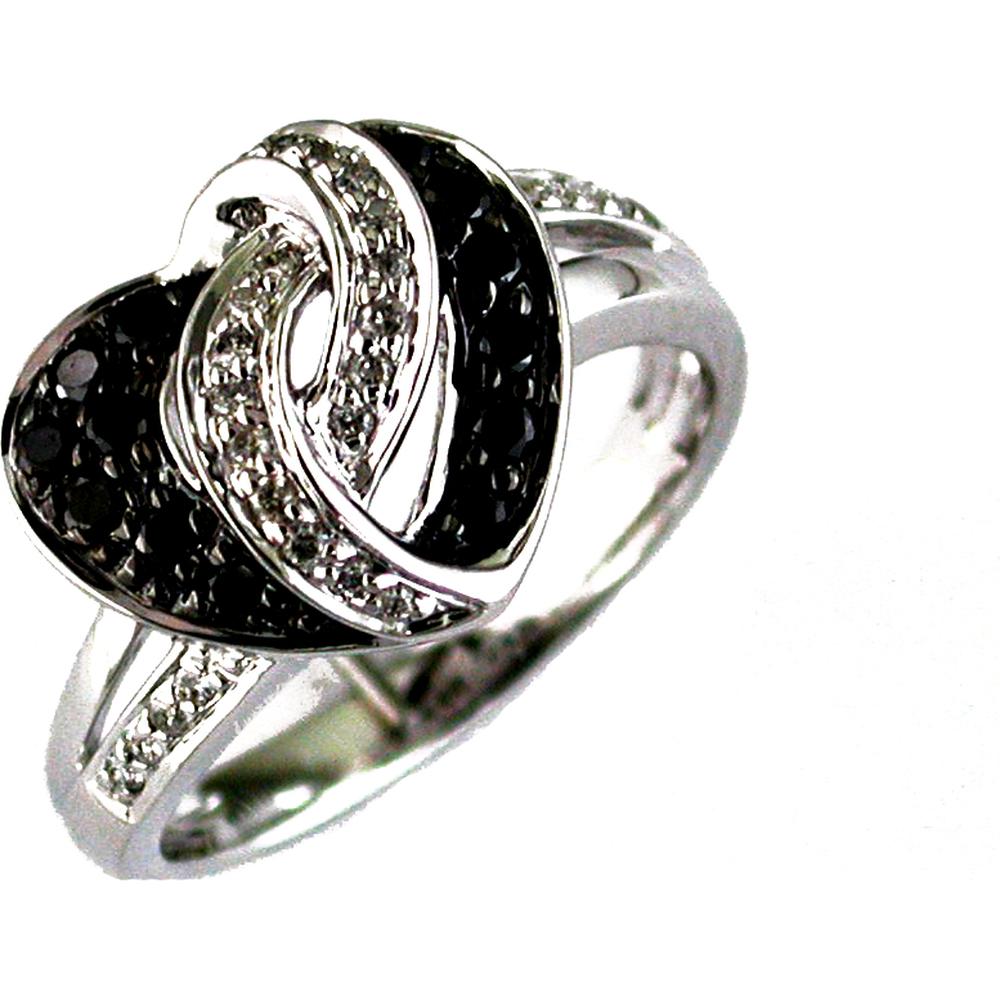 Royal 14K White Gold Black Diamond & Diamond Ring - Exquisite Elegance