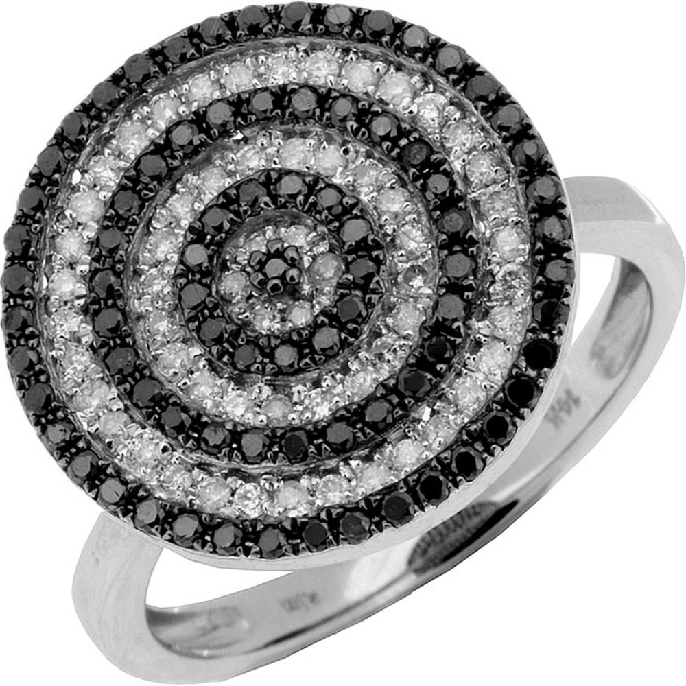 Royal 14K White Gold Black Diamond & Diamond Ring - Exquisite Elegance