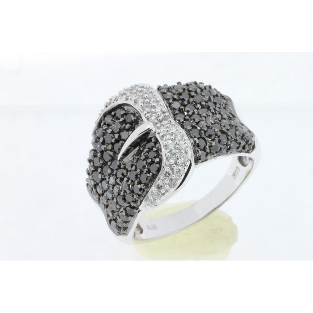 Royal 14K White Gold Black Diamond & Diamond Ring - Exquisite Elegance