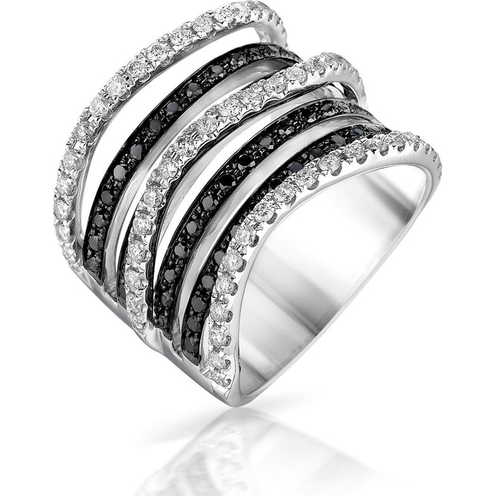 Royal 14K White Gold Black Diamond & Diamond Ring - Exquisite Elegance