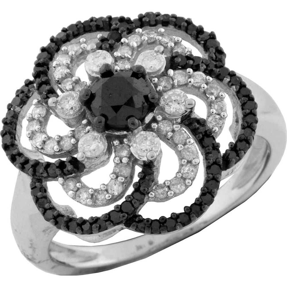 Royal 14K White Gold Black Diamond & Diamond Ring - Exquisite Statement of Elegance