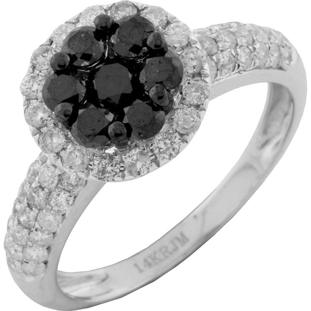 Royal 14K White Gold Black Diamond & Diamond Ring - Modern Elegance Statement Piece