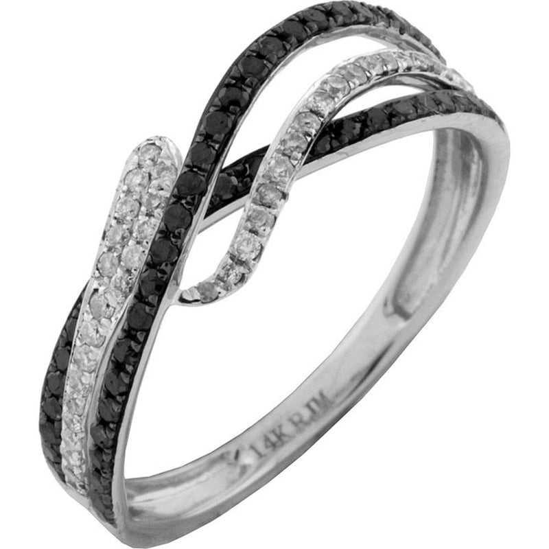 Royal 14K White Gold Black Diamond & Diamond Ring - Striking Sophistication