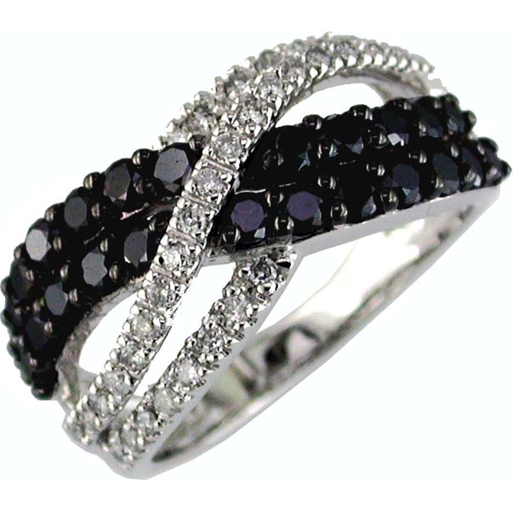 Royal 14K White Gold Black Diamond & Diamond Ring - Timeless Elegance