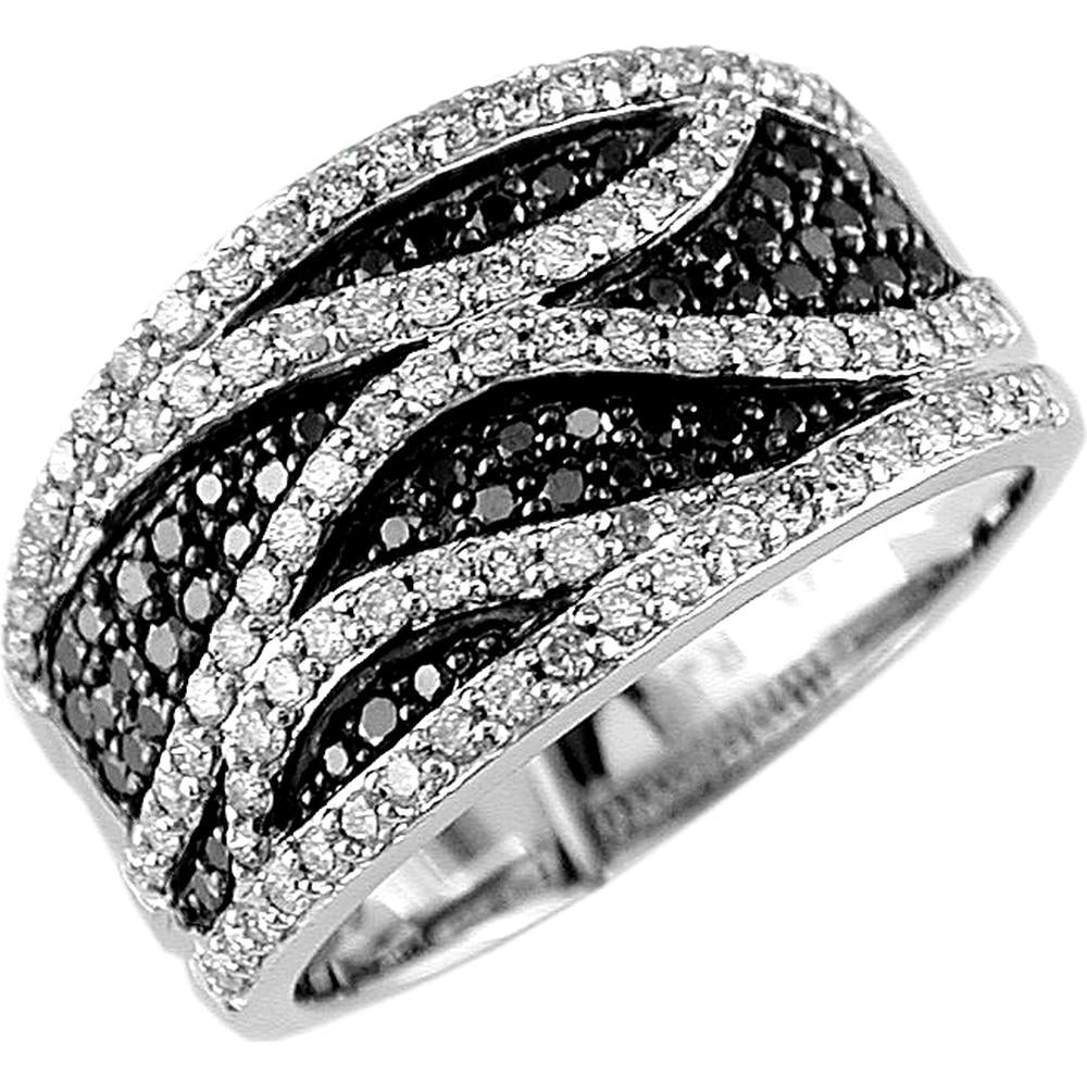 Royal 14K White Gold Black Diamond & Diamond Ring - Timeless Elegance