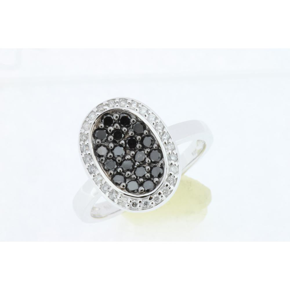 Royal 14K White Gold Black Diamond & Diamond Ring - Timeless Elegance
