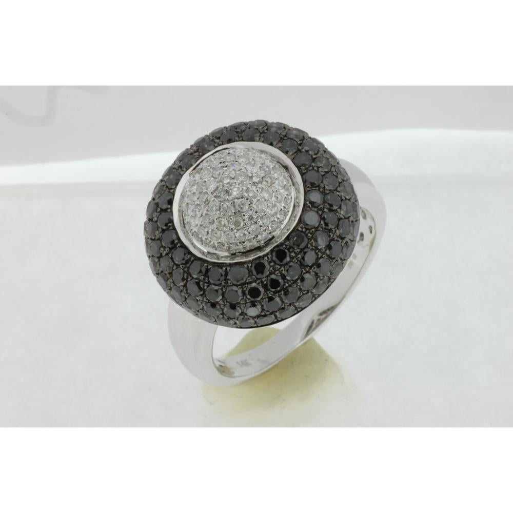 Royal 14K White Gold Black Diamond & Round Diamond Ring - 2.10 Carats Total Diamond Weight