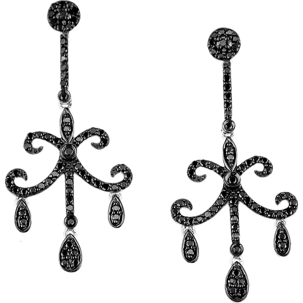 Royal 14K White Gold Black Diamond Earrings - 0.86 Carat Total Diamond Weight