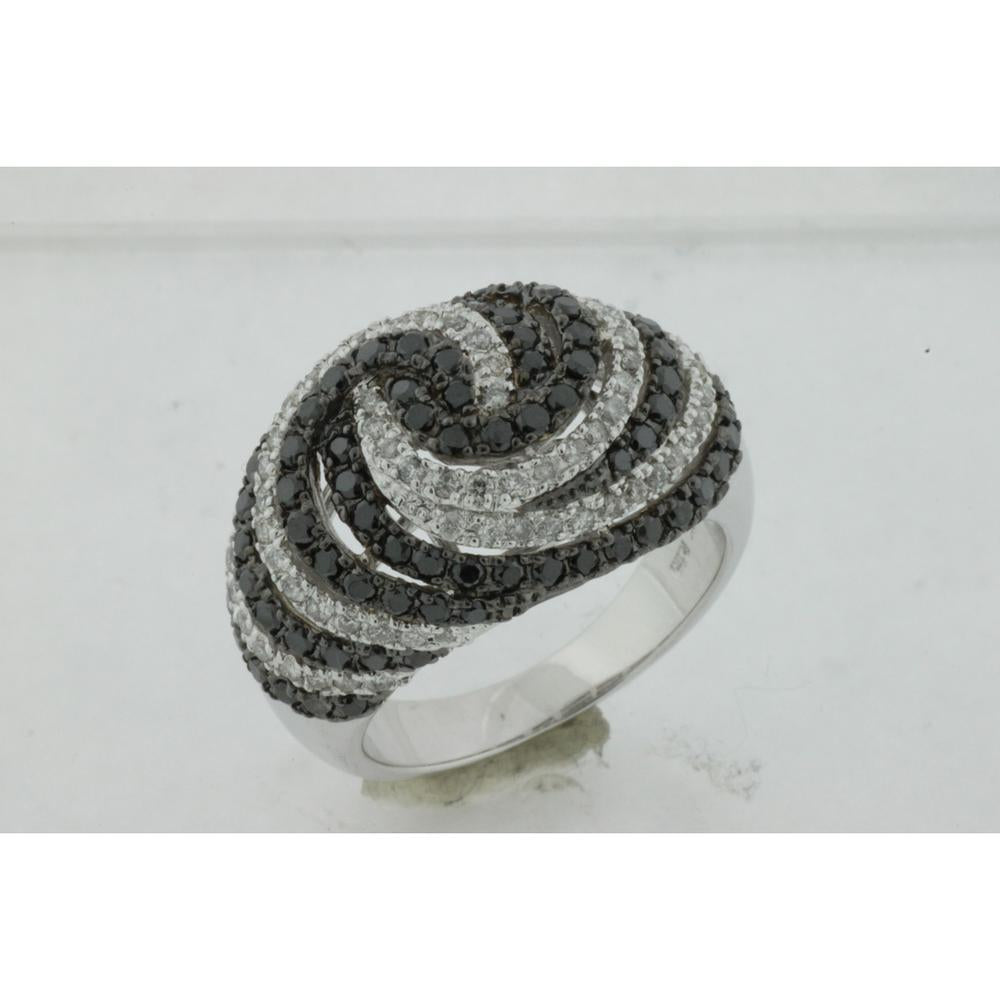 Royal 14K White Gold Black Diamond Halo Ring - 1.12 Carat Main Stone - 0.50 Carat Total Diamond Weight