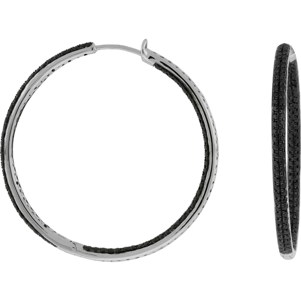 Royal 14K White Gold Black Diamond Hoops - 2.60 Carat Total Diamond Weight