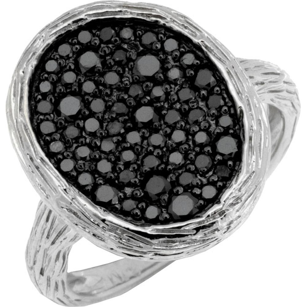 Royal 14K White Gold Black Diamond Ring - 0.70 Carat Total Diamond Weight