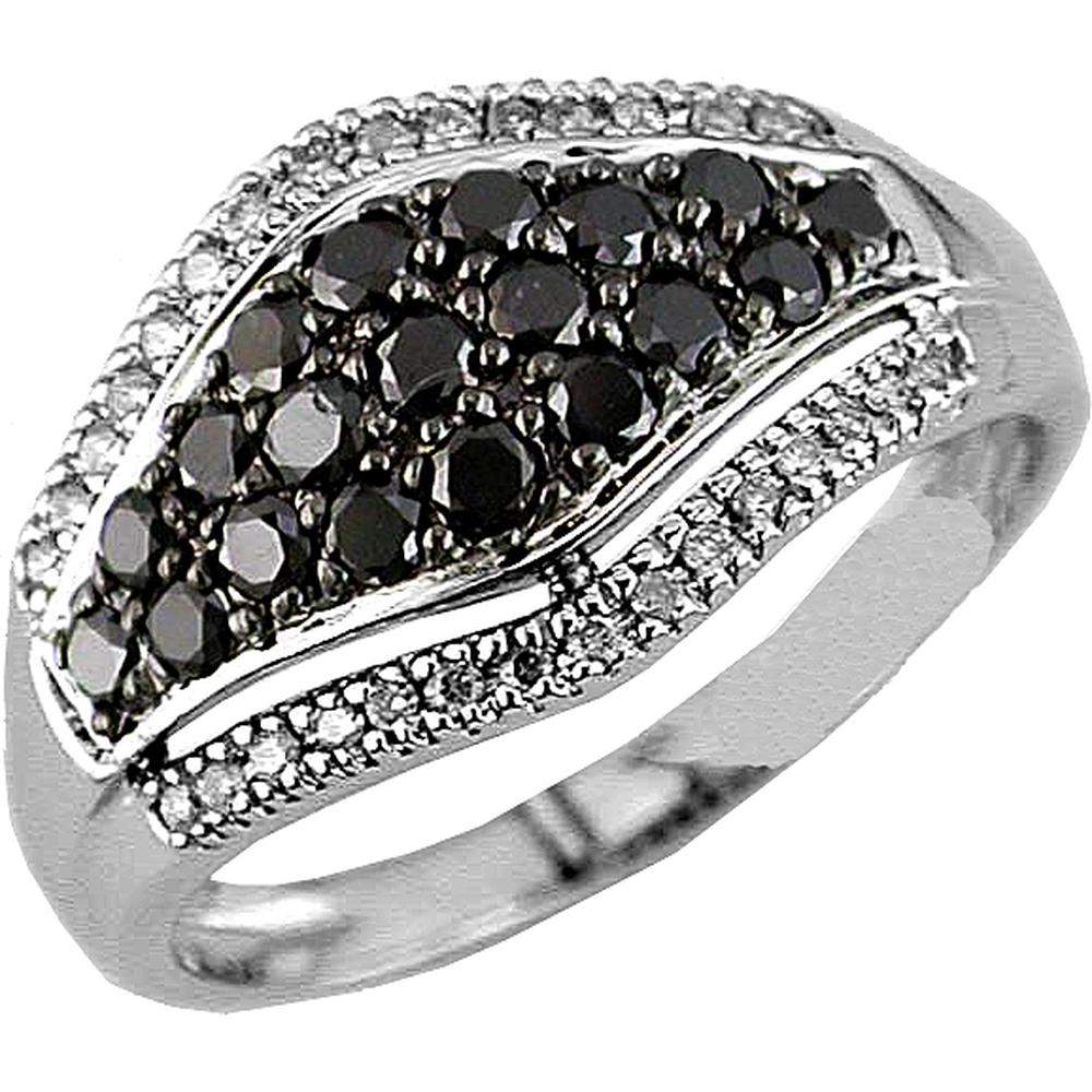 Royal 14K White Gold Black Diamond Ring - Timeless Elegance