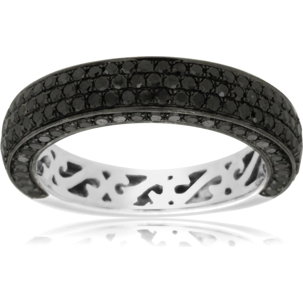 Royal 14K White Gold Black Diamond Wedding Ring - 1.40 Carat Total Diamond Weight