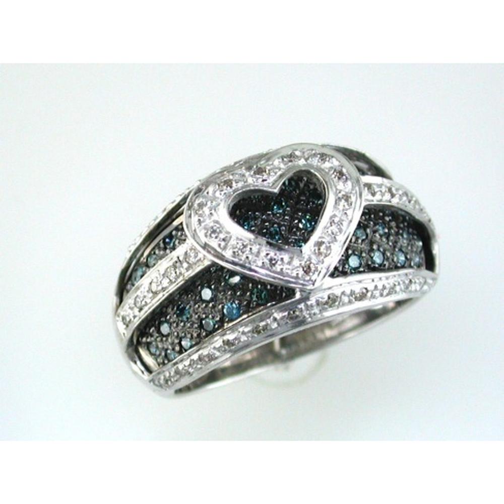 Royal 14K White Gold Blue Diamond & Diamond Ring - 0.46 Carat Total Diamond Weight