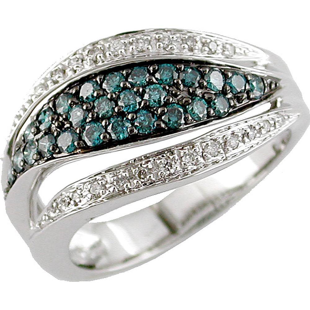 Royal 14K White Gold Blue Diamond & Diamond Ring - 0.50 Carat Blue Diamond, 0.14 Carat Total Diamond Weight