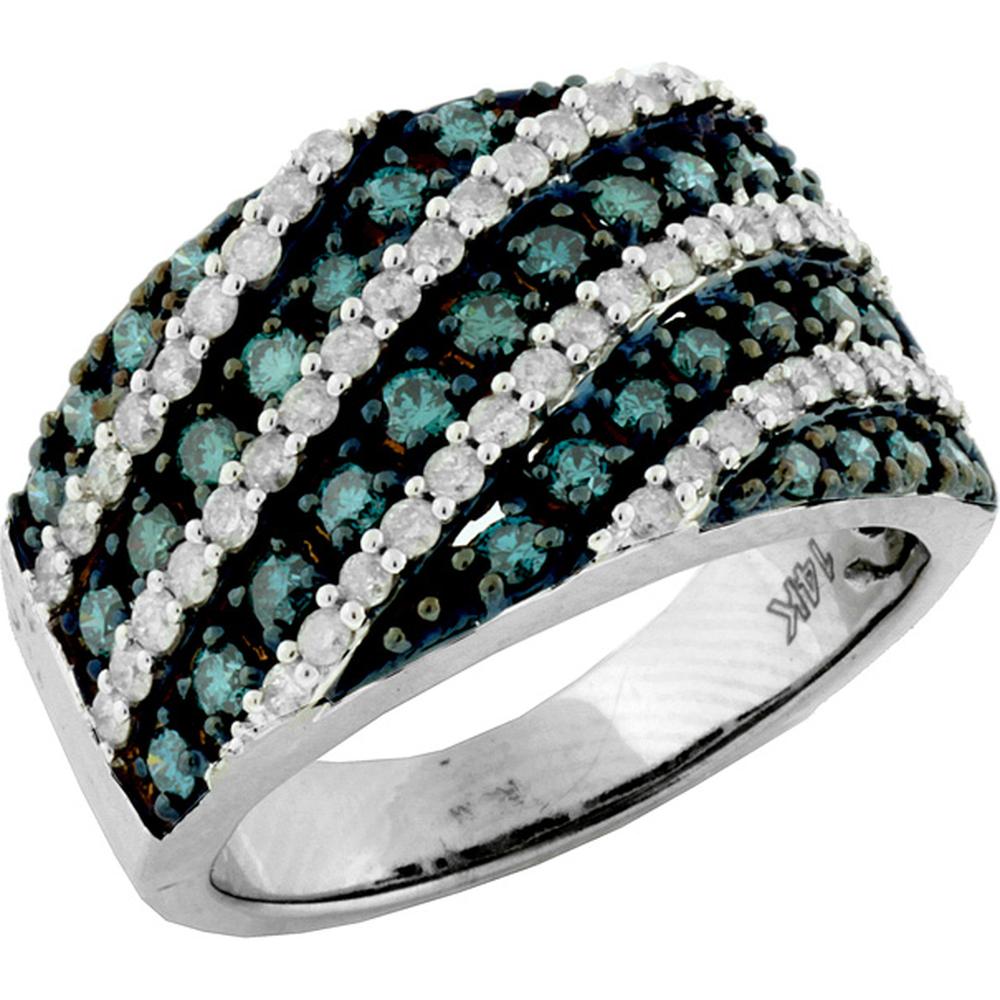 Royal 14K White Gold Blue Diamond & Round Diamond Ring - 1.25 Carats Total Weight