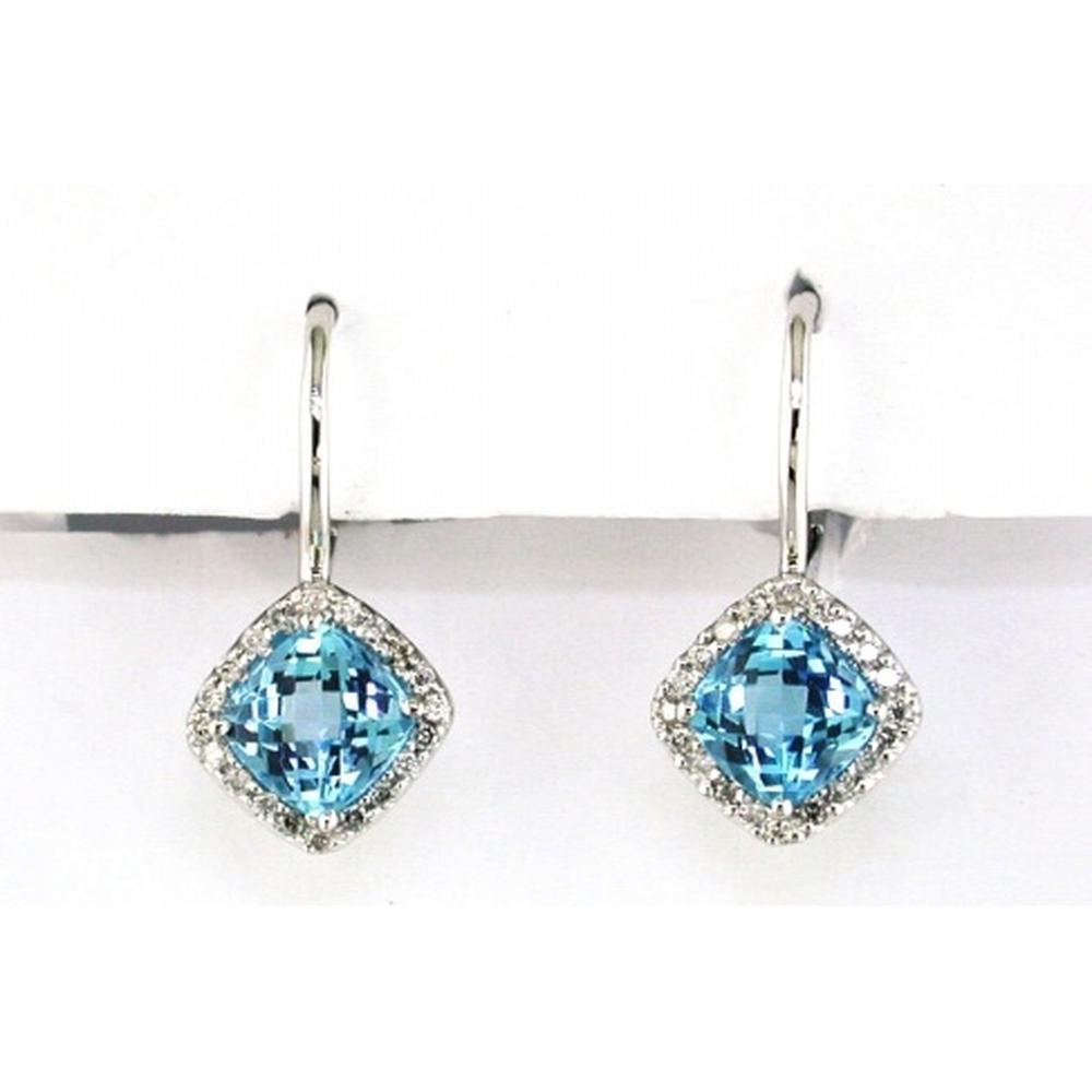 Royal 14K White Gold Blue Topaz & Diamond Drop Earrings - 2.50 Carats Total Weight