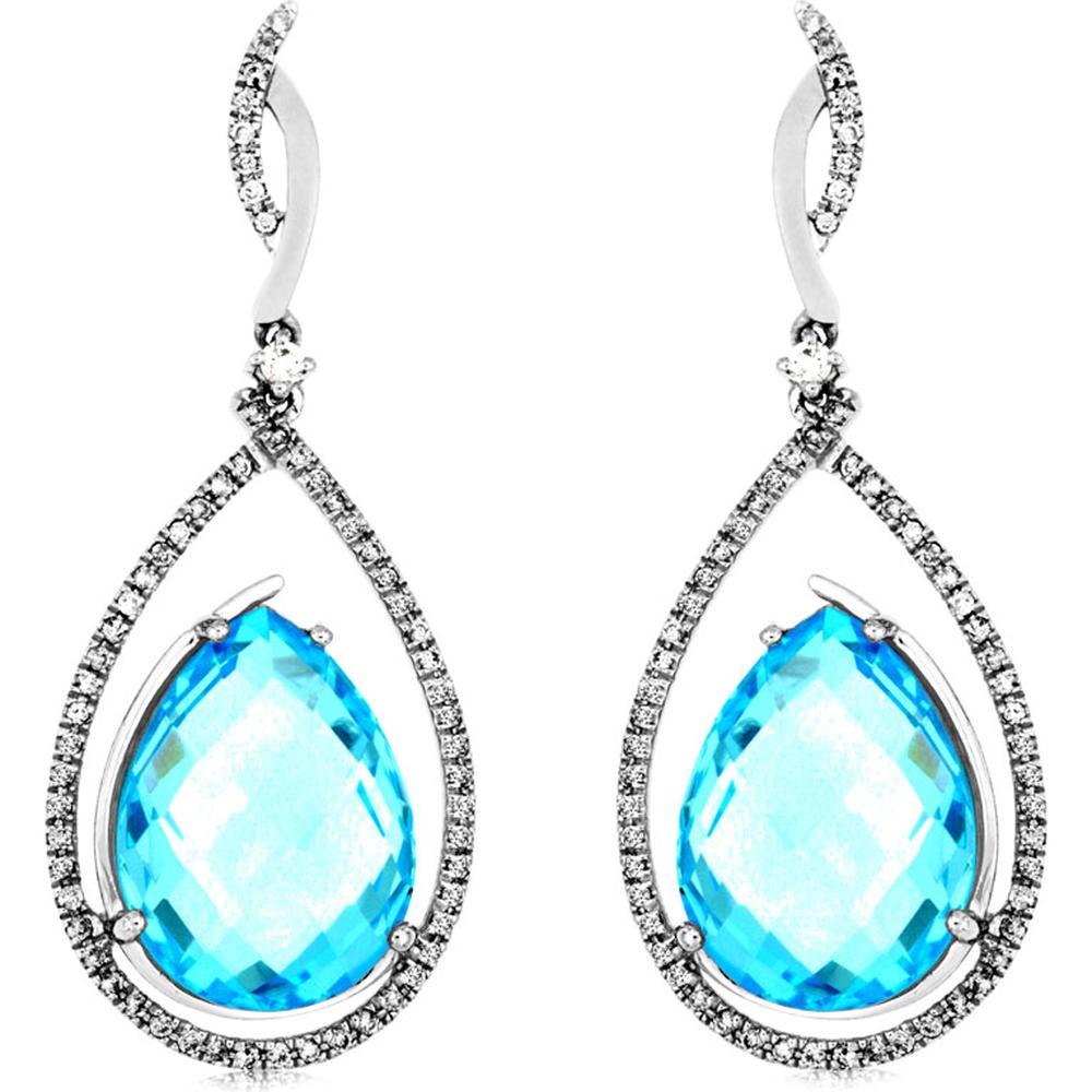 Royal 14K White Gold Blue Topaz & Diamond Earrings - Celestial Splendor
