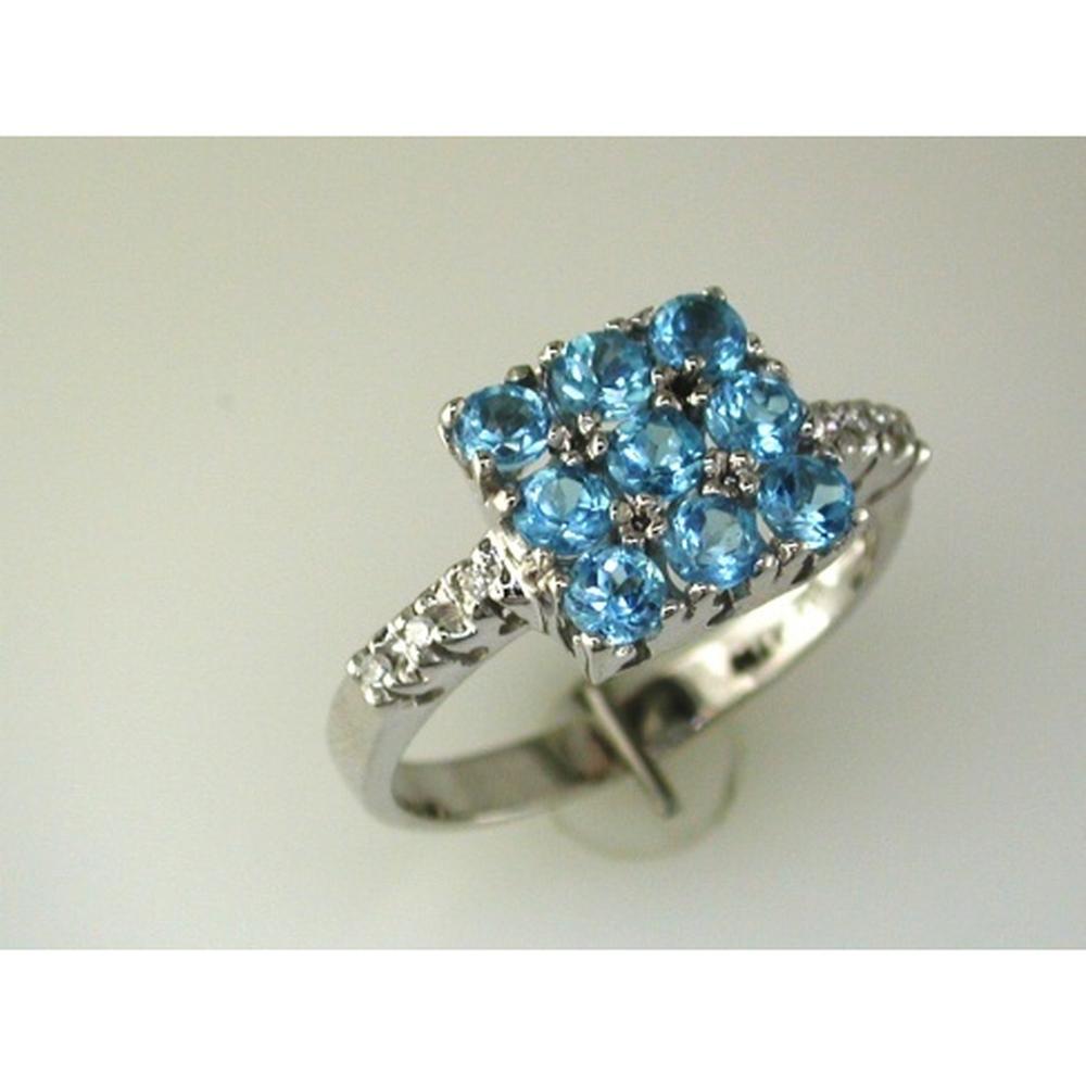 Royal 14K White Gold Blue Topaz & Diamond Ring - Exquisite Elegance