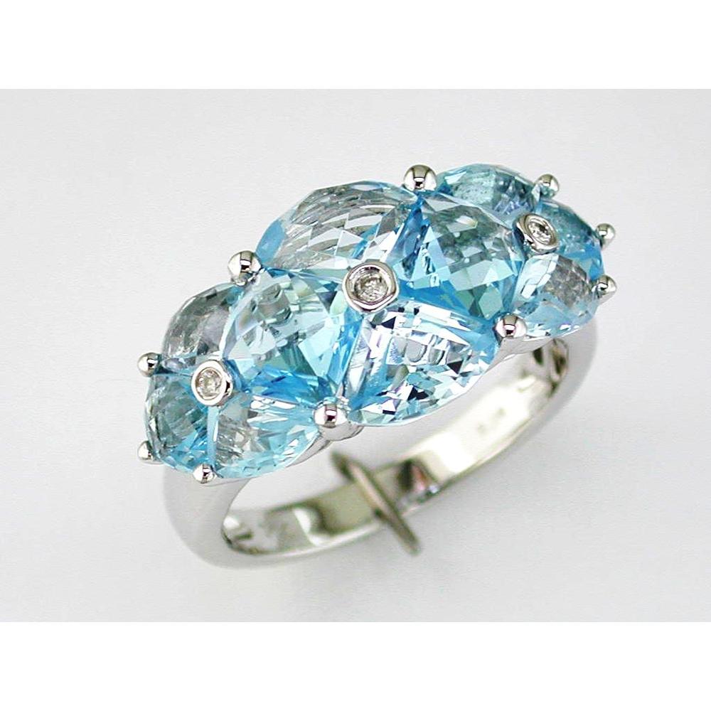 Royal 14K White Gold Blue Topaz & Diamond Ring - Exquisite Elegance
