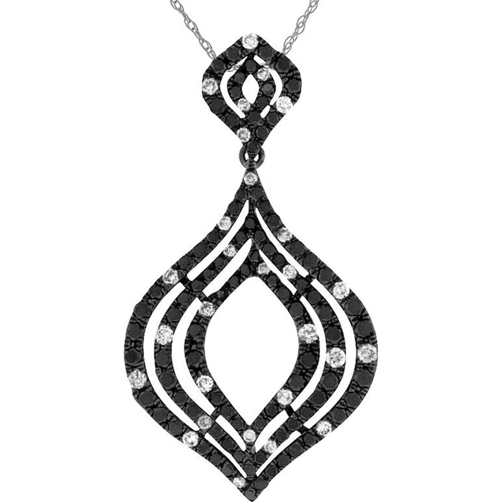 Royal 14K White Gold Celestial Black and White Diamond Halo Pendant