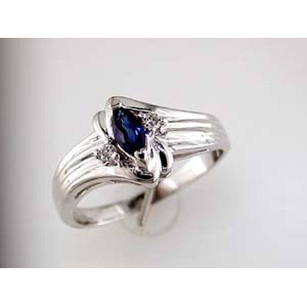 Royal 14K White Gold Celestial Blue Marquise Sapphire & Diamond Ring - Timeless Elegance