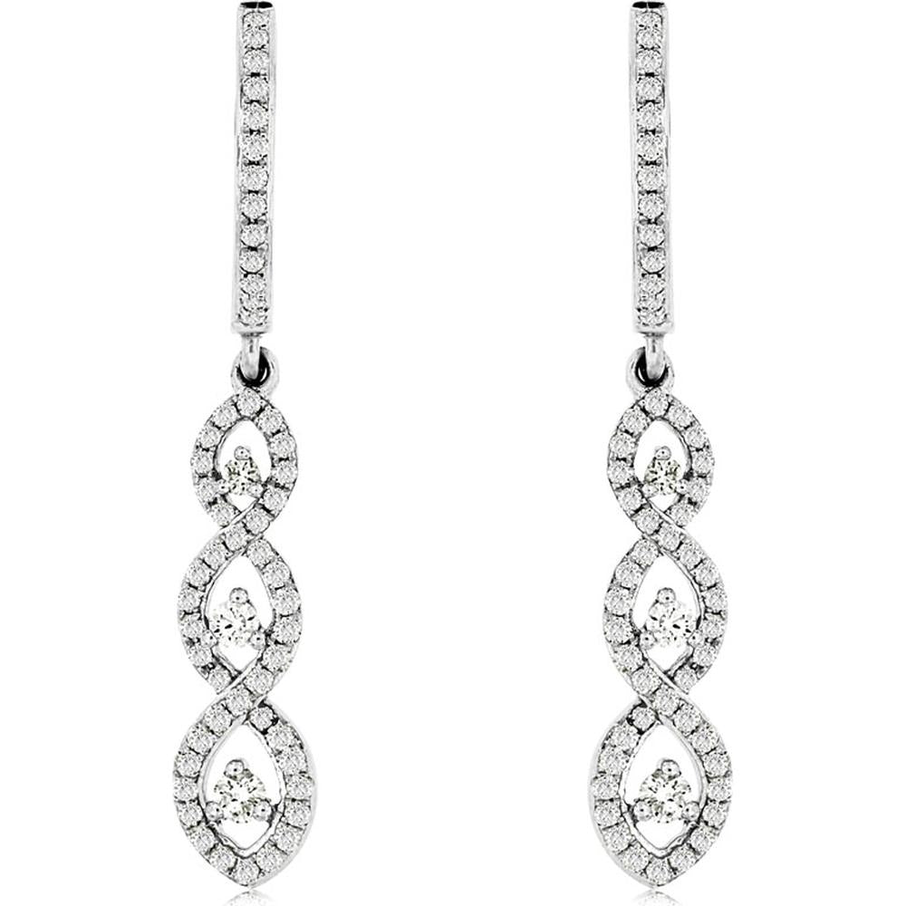 Royal 14K White Gold Celestial Diamond Earrings - 0.65 Carat Total Diamond Weight