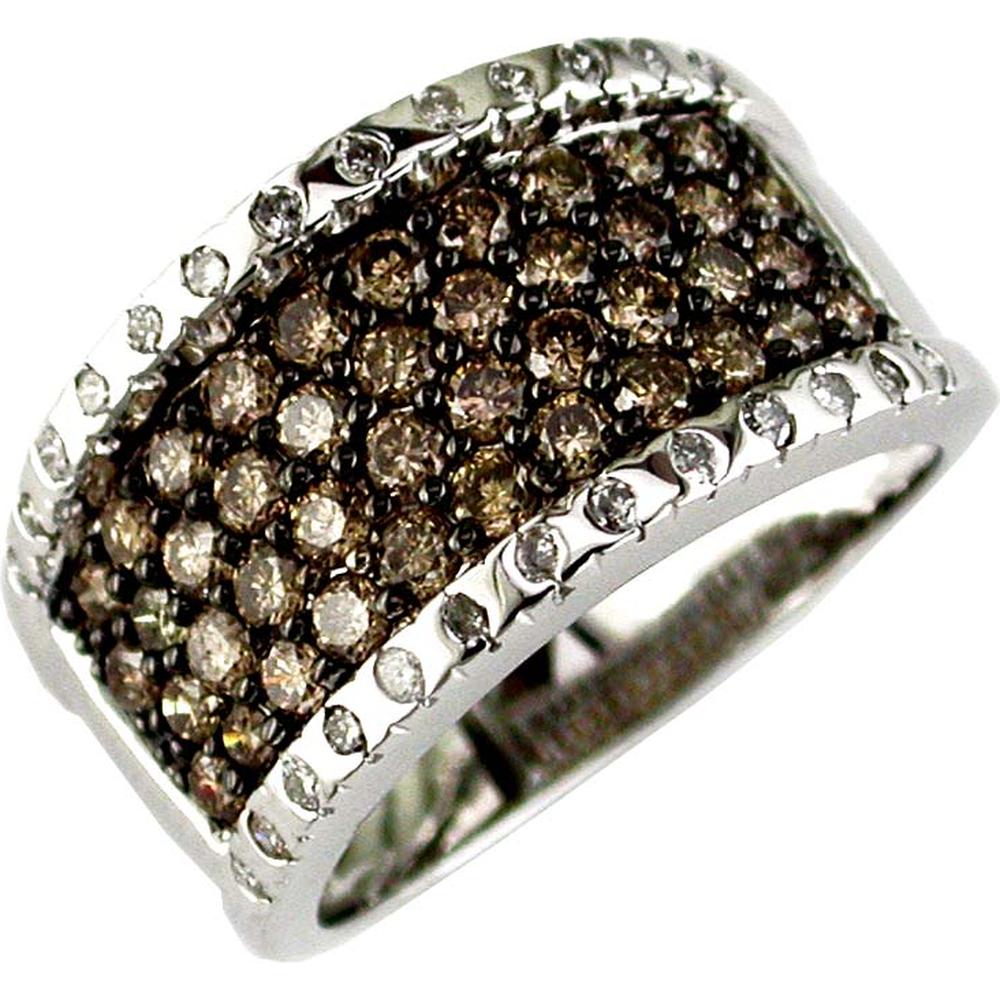 Royal 14K White Gold Celestial Halo Diamond & Mocha Diamond Ring - 1.44 Carat Total Diamond Weight