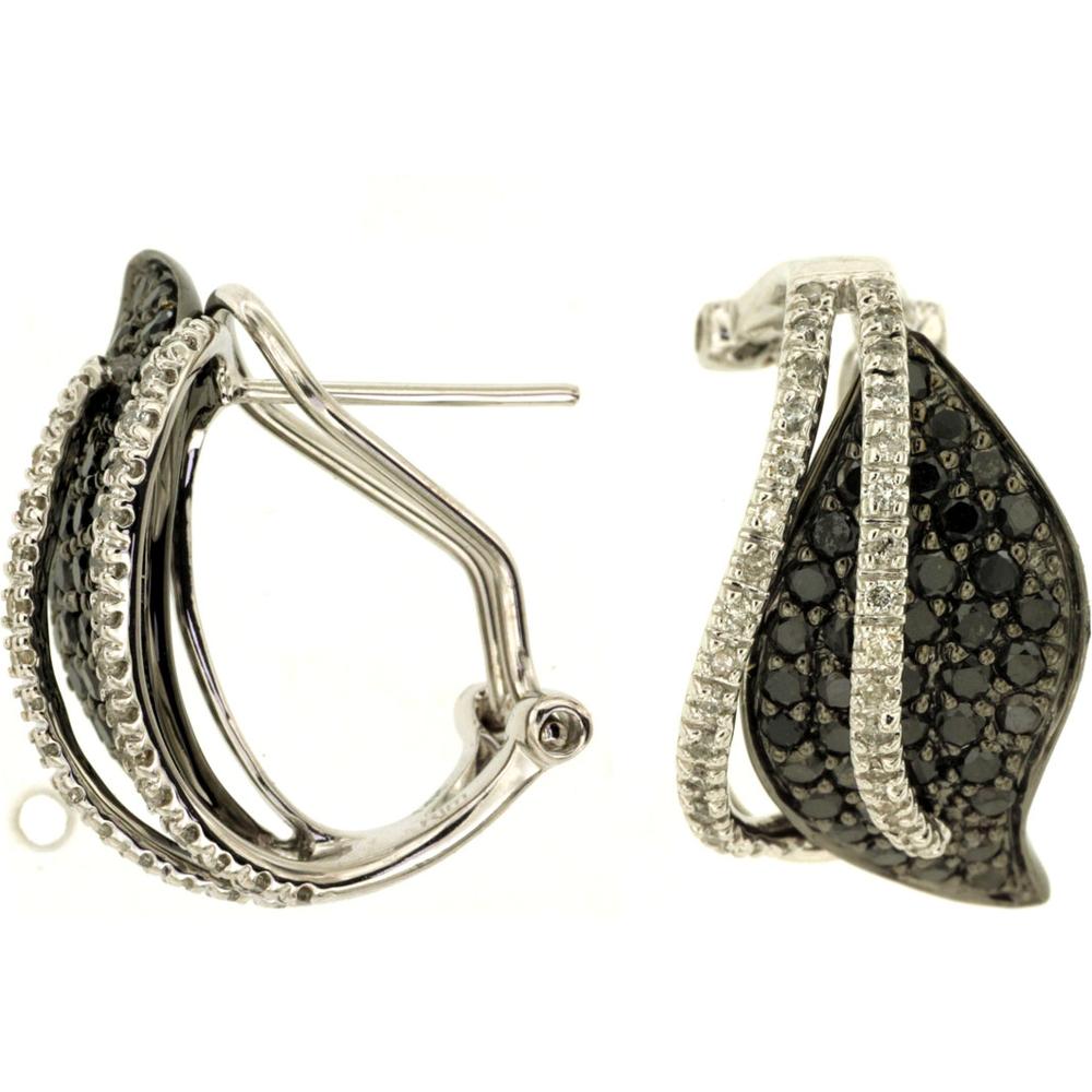 Royal 14K White Gold Celestial Night Black Diamond Earrings - 1.15 Carat Total Diamond Weight