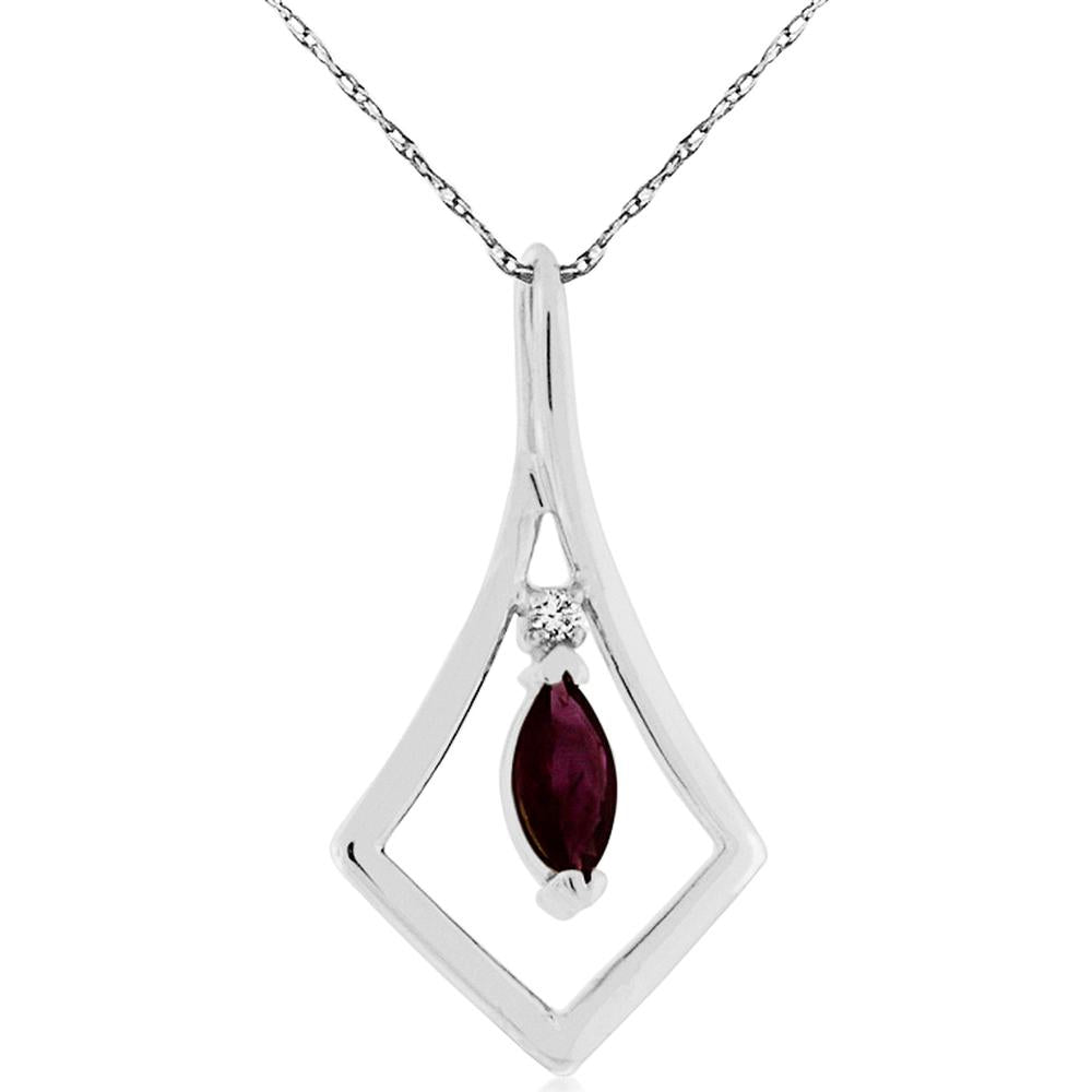 Royal 14K White Gold Celestial Ruby & Diamond Marquise Pendant